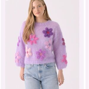 Rose Carmine Women's Free Flowers Sweater